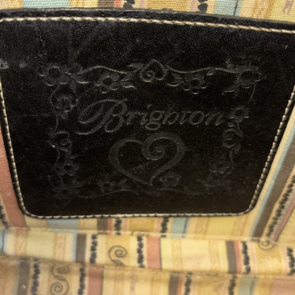 BRIGHTON “SAVANNAH” BLACK AND CREAM WOVEN SHOULDER BAG JUTE/STRAW MATERIAL - Picture 11 of 15